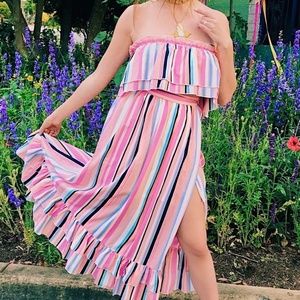 LISTICLE Boutique Striped Skirt Set